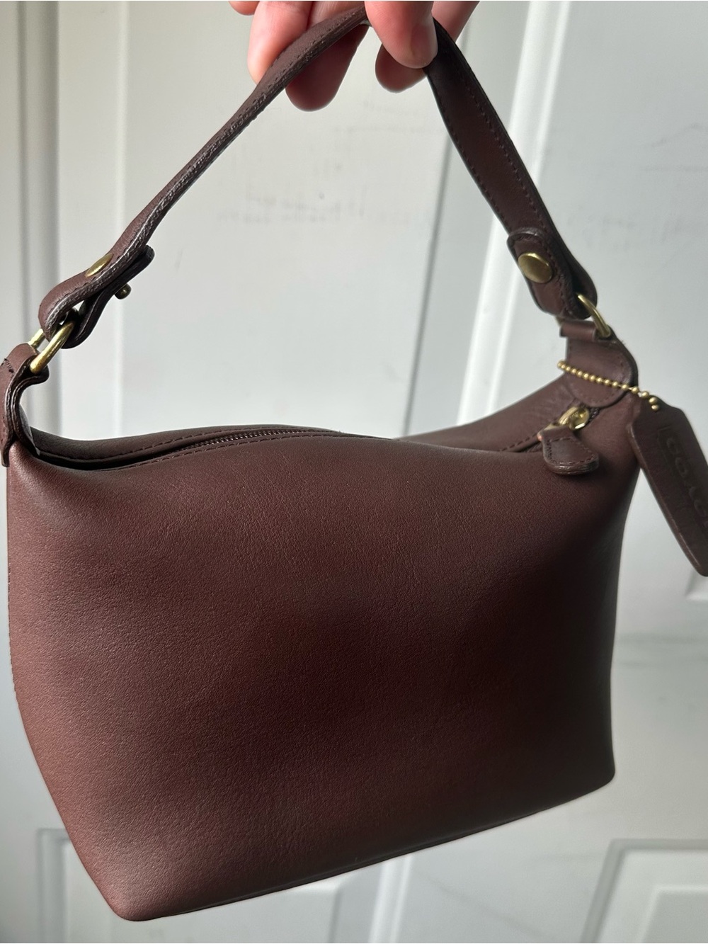 Y2K Coach Classic Pouch Mini Handbag Mini Purse Leather Mahogany